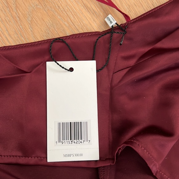 NWT JASON WU  Burgundy Plunging U-Neckline Halter Satin Dress - Small - Picture 7 of 16